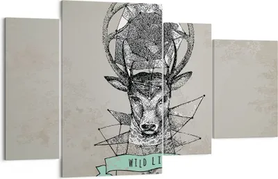 Produktbild von Bild auf Leinwand - Leinwandbild - Hirsch Geweih Wald - 120x70cm - Wand Bild - Wanddeko - Leinwanddruck - Bilder - Kunstdruck - Wanddekoration - Leinwand bilder - Wandkunst - DL120x70-3072