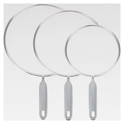 Produktbild von Pfannenspritzschutz | 3-teiliges Set | ∅ 20-29 cm | rostfreier Edelstahl | Fettspritzschutz