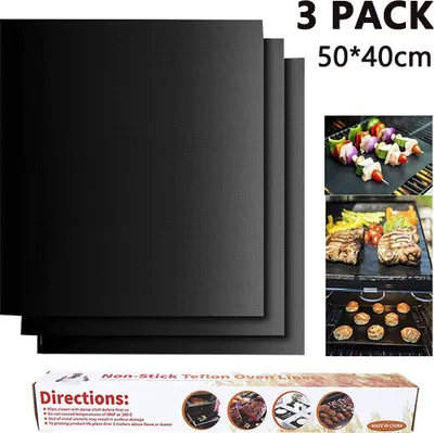 Produktbild von Stück Grillmatten, BBQ-Grillmatten, antihaftbeschichtet, wiederverwendbar, Grillmatten für Gasgrills – Backunterlagen, antihaftbeschichtet, für den Einsatz auf Holzkohle-Elektrogrills