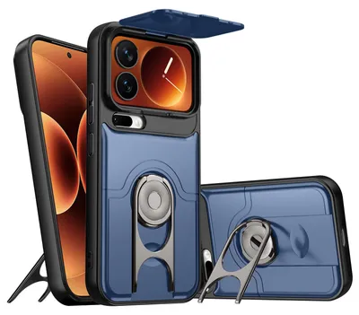Obrázek produktu pro Pouzdro pro Xiaomi 17 Pro, Posuvným krytem fotoaparátu a kroužkovým stojánkem, nárazuvzdorné ochranné pouzdro Modrá