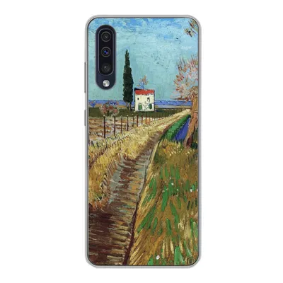 Produktbild von MuchoWow® Handyhülle Schutzhülle Hülle für Samsung Galaxy A30s Weg durch ein Weidenfeld - Vincent van Gogh Silikon Softcase Handy Hülle - Karteninhaber