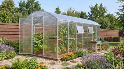 Produktbild von Garten Dream Polycarbonat-Gewächshaus "Gardener" 3x6m aus Stahl, mit 6mm Polycarbonat