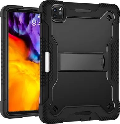 Produktbild von Schutzhülle für iPad Air 5 /Air 4 /iPad Pro 11 2022/2021/2020/2018, iPad 10,9 Air 5th/4th Gen Robust Hybrid Tablet Hülle mit Ständer Schwarz