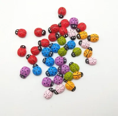 Image de Coccinelles en bois | Bricolage | DIY | Décoration | 100 pièces | Multicolores