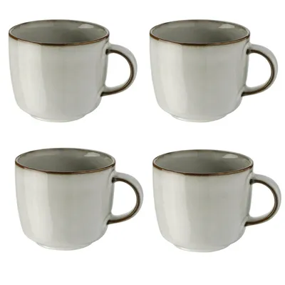 Produktbild von 4er Set Ikea GLADELIG Kaffee Becher Tasse, grau, 37 cl / Steinzeug Handwerkslook