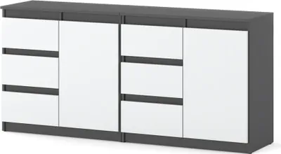 Zdjęcie produktu dla Komoda Szafka 160Cm Zestaw 6 Szuflad Pojemna Salon Sypialnia Szary Biały