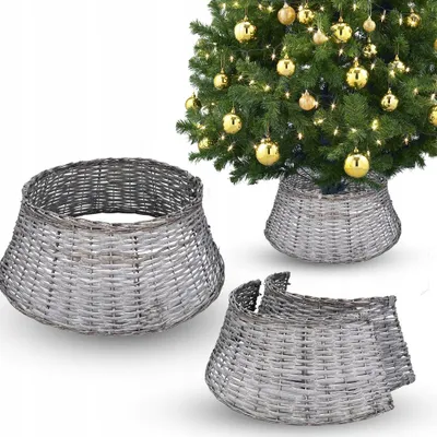Obrázek produktu pro Obal na stojan na vánoční stromek Obal na vánoční stromek z proutí 70 cm šedý