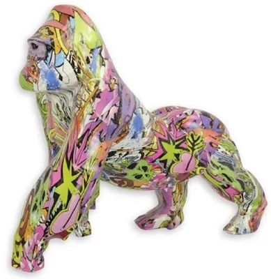 Zdjęcie produktu dla Casa Padrino designerska figurka dekoracyjna z żywicy goryl małpa kolorowa 57,1 x 28 x wys. 47,5 cm - dekoracja salonu rzeźba - akcesoria dekoracyjne