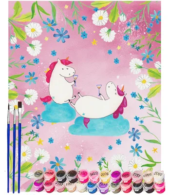 Produktbild von Mr. & Mrs. Panda Malen nach Zahlen Einhorn Sekt 40 x 50 cm Mit Rahmen - Rot Pastell - Geschenk, Unicorn, diy set, Einhörner, Party, BFF, Freundin, Bild, Zahlenbild