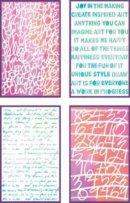 Produktbild von Sizzix Stencil Set "Words and Numbers", 4 Stück