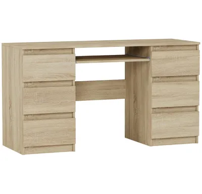Obrázok produktu pre Počítačový písací stôl 135 cm, 6 zásuviek, FRAMIRE N-32, sonoma