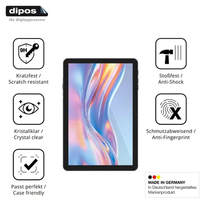 Produktbild von 2x Schutzfolie für Haehne ZLQ7 10 Zoll - Anti-Shock 9H Folie dipos Glass Kunststoffglas