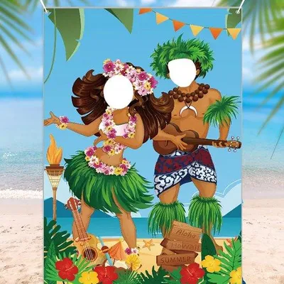 Image de Décoration de plage hawaïenne, toile de fond photo tropicale, décoration pour fêtes de style Luau, 99 cm, ambiance estivale tropicale, fête à la plage, inspiration hawaïenne, atmosphère tropicale