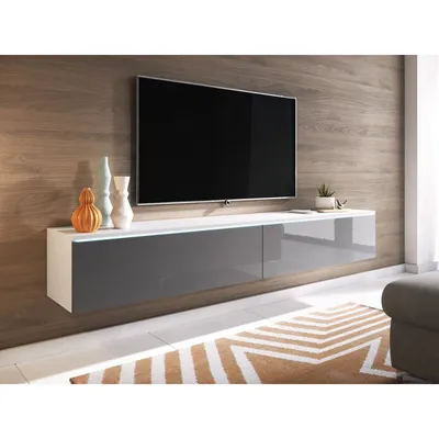 Image de Meuble TV avec éclairage LED 180 cm WILLA D – blanc / gris brillant