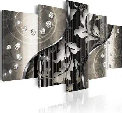Image de Toiles 200 x 100 cm a-A-0068-b-n Toile intissé Toile 5 pièces Impression artistique moderne Tableaux muraux XXL Décoration murale Design Tableau mural ABSTRAIT ORNEMENT DIAMANT