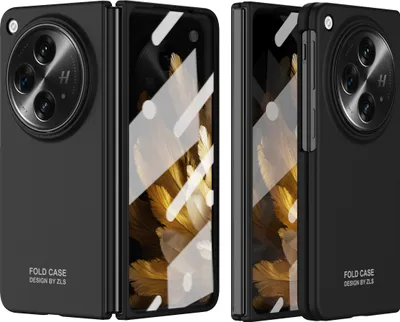 Produktbild von Handyhülle für OnePlus Open / Oppo Find N3 Hart PC Anti-Kratzer Hülle mit Displayschutzfolie, Scharnierschutz Schwarz