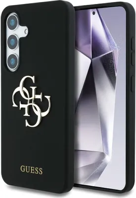 Image de Etui Guess Silicone Big 4G Logo Bottom Script Samsung Galaxy S25 Czarny
