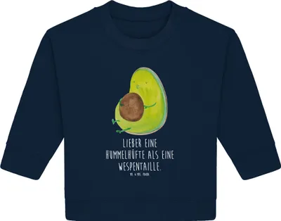 Produktbild von Mr. & Mrs. Panda Organic Baby Pullover Avocado Pfeifen 6. - 12. Monat - French Navy - Geschenk, Rund, Diät, Abnehmen, Bullover, Kugelrund