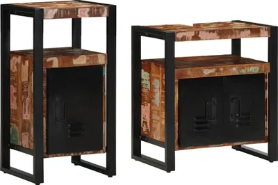 Immagine prodotto di vidaXL Set di mobili da bagno con ripiano 2 pezzi Marrone Legno massiccio di recupero