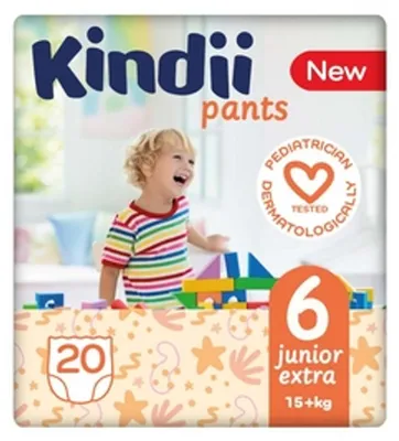 Obrázok produktu pre Kindii Junior Extra plienky pre deti veľkosť 6 (nad 15 kg) 20 kusov