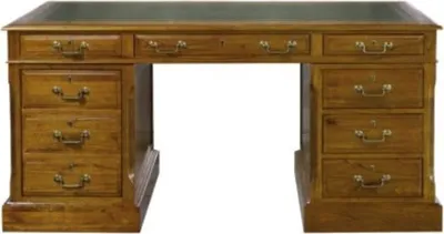 Immagine prodotto di Casa Padrino scrivania con anta e 6 cassetti marrone/verde 160 x 80 x h. 79 cm - Mobili per ufficio