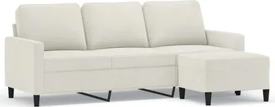 Produktbild von vidaXL 3-Sitzer-Sofa mit Hocker Creme 180 cm Samt