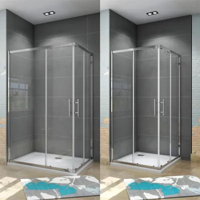Produktbild von Duschkabinen eckdusche 90x90X185cm Schiebetür Eckeinstieg 5mm ESG Sicherheitsglas Duschabtrennung Mit Duschtasse