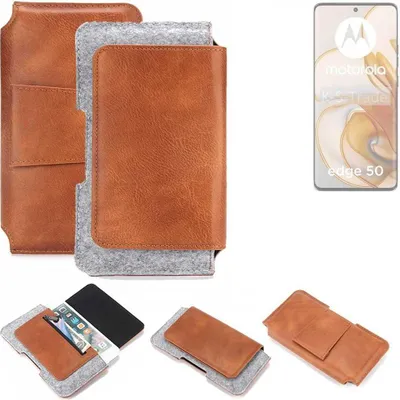 Produktbild von K-S-Trade Handyhülle Schutzhülle kompatibel mit Motorola Edge 50 Gürteltasche Holster Gürtel Tasche Smartphone Tasche Handy Hülle Polyurethan+ Filz,