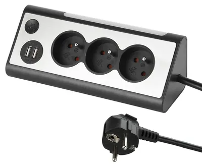 Immagine prodotto di Electraline 35430, presa angolare, 3 prese, 2 porte USB, interruttore on/off