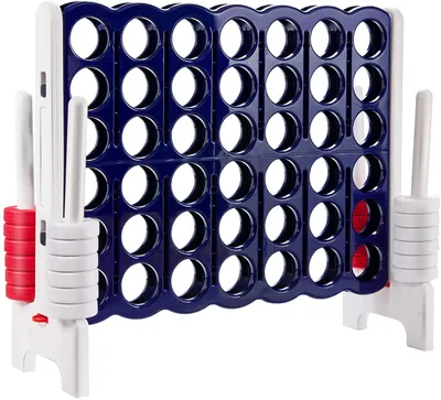 Produktbild von Riesen 4 Gewinnt Spiel, Strategiespiel für Kinder und Erwachsene, 4 in Einer Reihe, Brettspiel Spielzeug Gesellschaftsspiel 2 Spieler, Vier in Reihespiel Kinderspiel (Grau + Blau)