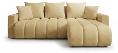 Produktbild von GIULIO Ecksofa mit Schlaffunktion und Bettkasten L-Form Bouclé Dunkelbraun