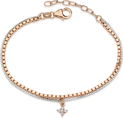 Produktbild von MATERIA by Matthias Wagner Damen Armband Rosegold Silber 925 - Venezianer Armkette Zirkonia 16-19cm SA-127