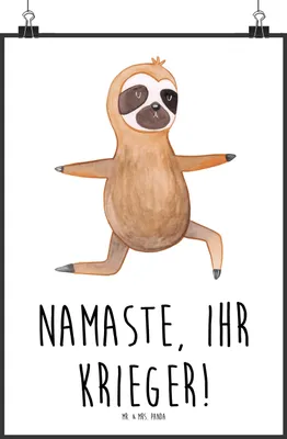Produktbild von Mr. & Mrs. Panda Bild Faultier Yoga DIN A2 - Weiß - Geschenk, Wandbild, Krieger, Namaste, drucke, Wanddekoration, Plakat, Kunstdruck, Meditation