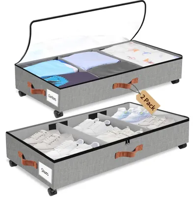 Obrázek produktu pro Omgoods – Úložné boxy pod postel s kolečky, sada 2 kusů