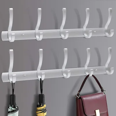Produktbild von Garderobenhaken, Kleiderhaken für Wand, stabile Garderobenleiste Aluminium Hakenleiste Handtuchhaken für Küche Bad (20 Haken, 2 Stück) (Schwarz)