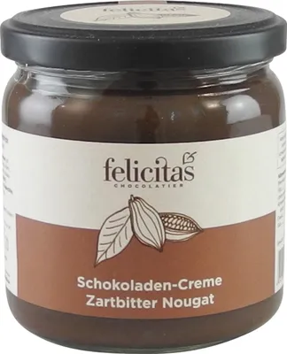 Produktbild von Zartbitter-Nougat Schokoladen-Creme von der Confiserie Felicitas (400 g)