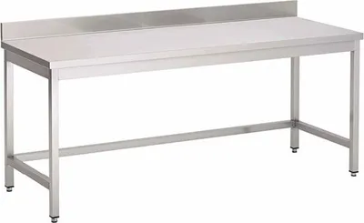 Image de Table de travail en acier inoxydable AISI 304 sans base, avec rehausse, 700 (L) x 600 (P) x 880 (H) mm.
