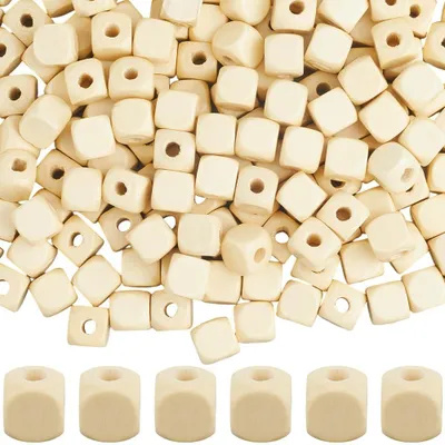 300 Holzwürfelperlen 10 mm, unbehandelt, quadratisch, DIY-Schmuck