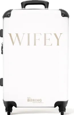 Produktbild von NoBoringSuitcases.com® Großer Koffer - Zitate - Wifey - Weiß - Frauen - Kombinationsschloss TSA - Hartschalen Trolley 4 Rollen - 72 liter - Reisekoffer - 66 cmKoffer Mittelgroß 67x43x25 cm, 72L,