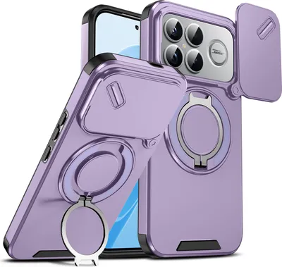 Obrázek produktu pro Dvouvrstvé pouzdro pro Xiaomi Poco F8 Ultra/Redmi K90 Pro Max, posuvným krytem fotoaparátu a magnetickým kroužkovým stojánkem Fialová