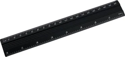 Produktbild von D.RECT 20 cm Lineal aus Aluminium | für Schule Büro Zuhause | schwarz