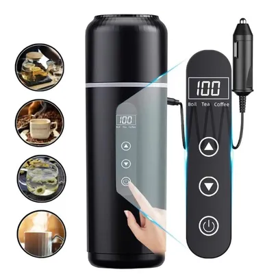 Produktbild von Elektrischer Wasserkocher 12V24V Tragbarer Auto-Heizbecher 500 ml Reise-Heizbecher mit Touchscreen, intelligenter Temperaturregelung und Thermofunktio