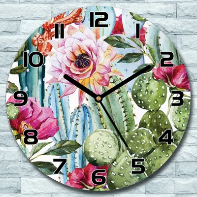 Produktbild von Wanduhr aus Glas Rund fi 30 Aquarell Florales Quarz Deko Schlafzimmer Büro