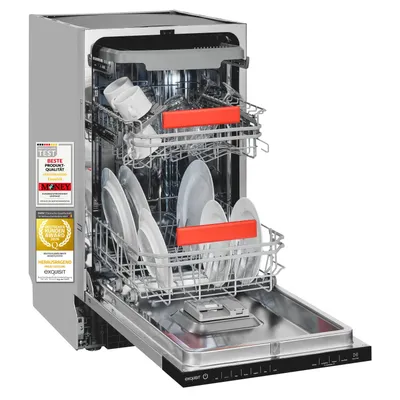 Produktbild von Exquisit Vollintegrierbarer Geschirrspüler 11 Maßgedecke | Energieklasse C | 8 Programme | Aquastop | Besteckschublade | Innenbeleuchtung | Schwarz