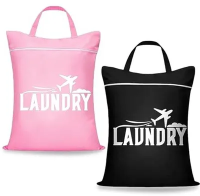 Immagine prodotto di Ultiluxe Sacchi per la biancheria - 2 pezzi - Sacchetto da viaggio per biancheria - Biancheria pulita e sporca - Sacche per adulti e bambini - Rosa/Ne