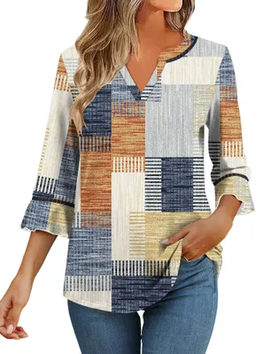 Produktbild von Solidchoice - Kistore Damen Oberteil, Tunika mit V-Ausschnitt, 3/4 Ärmel, Bluse