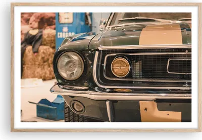 Produktbild von Gerahmtes Poster - Rahmen in heller Eiche - Abdeckung Ford Mustang - 91,5x61 cm - Wand Bild - Wanddeko - Wandbilder - Kunstposter - Wandposter - Bilderrahmen - Bilder - Kunstdruck - P2NAA91x61-4480