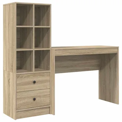 Image de Bureau avec tiroir avec étagère 2 pcs Chêne Sonoma