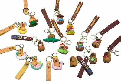 Produktbild von Capybara Anhänger für Schlüssel & Taschen – süße Tierfigur aus Kunststoff – unsortierte Lieferung – ca. 5,0–8,5 cm – kleine Geschenkidee