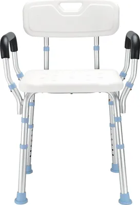Produktbild von Höhenverstellbarer Duschstuhl mit Rückenlehne und Armlehnen - Duschsitz 41-53 cm Tragfähigkeit bis 136 kg für Senioren